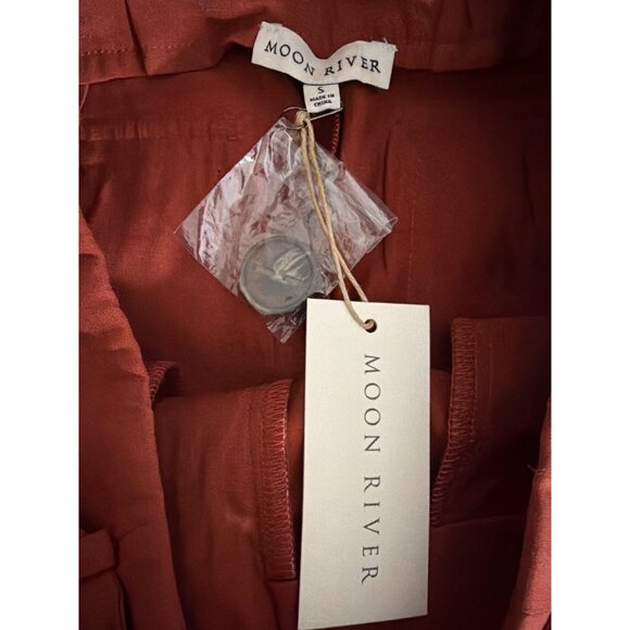 NWT Moon River Rust High-Waisted Wide-Leg Pants With Belt Size S - Picture 3 of 3